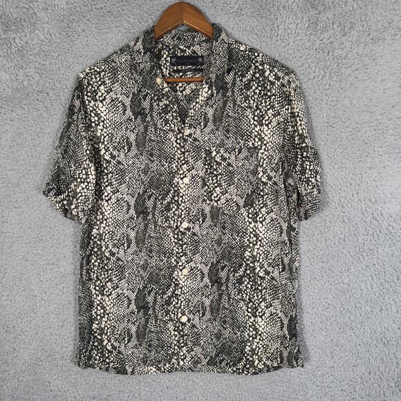 ALLSAINTS Reptilia SS Button Shirt Snake Skin Black Relaxed Fit All Saints - XS - Picture 1 of 8
